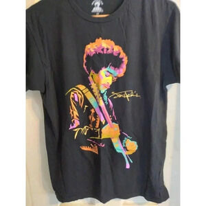 JIMI HENDRIX Tee T Shirt Rock Music Short Sleeve Guitar Black Print Unisex M